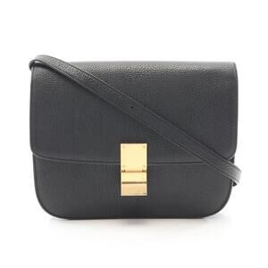 Celine Classic Box Bag black grained textured leather